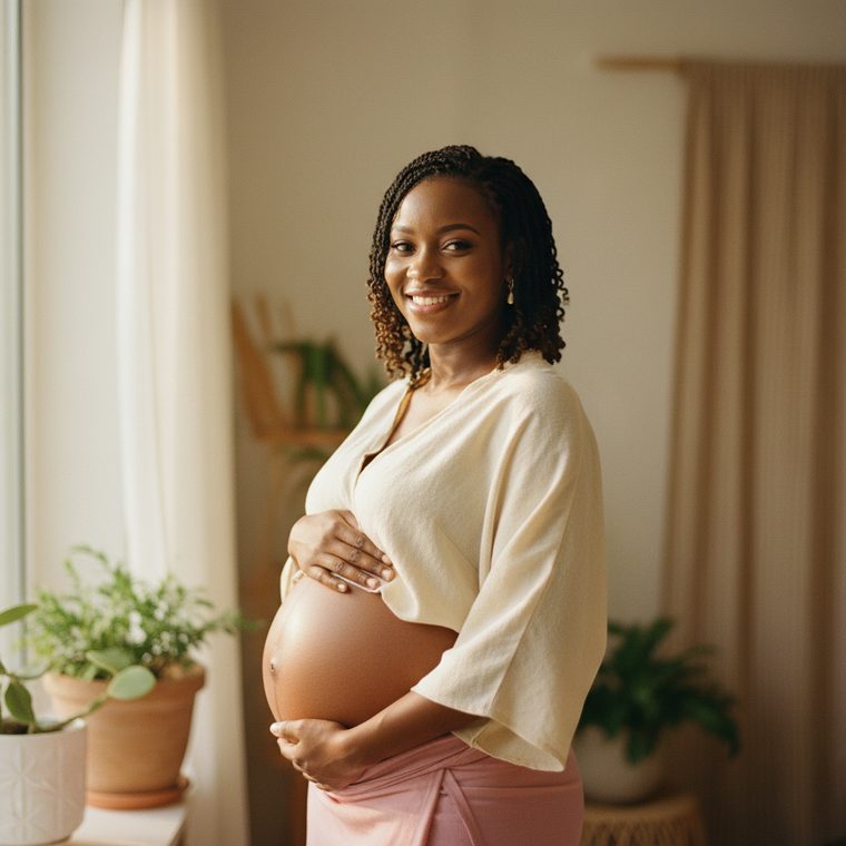 A mother in Cameroon during her pregnancy journey