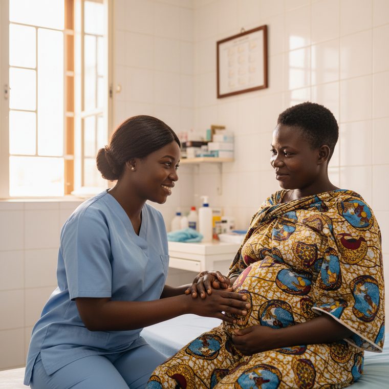 A mother receiving maternal care